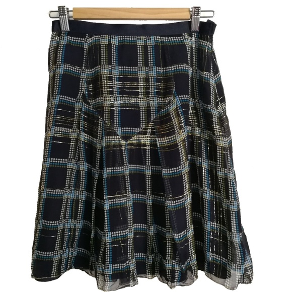 Anna Sui Dresses & Skirts - ANNA SUI Silk Geometric Blue Print Skirt, size 4